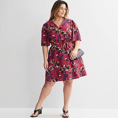 Plus Size Nine West Flutter Sleeve Fit & Flare Dress 36.5-Inch