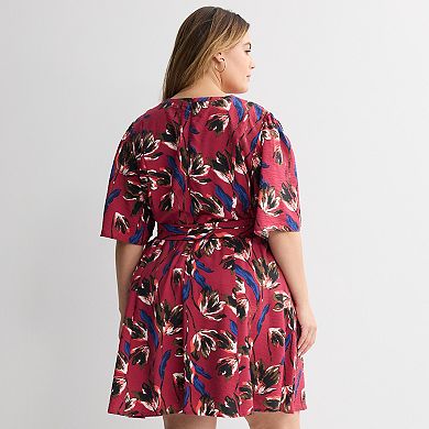 Plus Size Nine West Flutter Sleeve Fit & Flare Dress 36.5-Inch