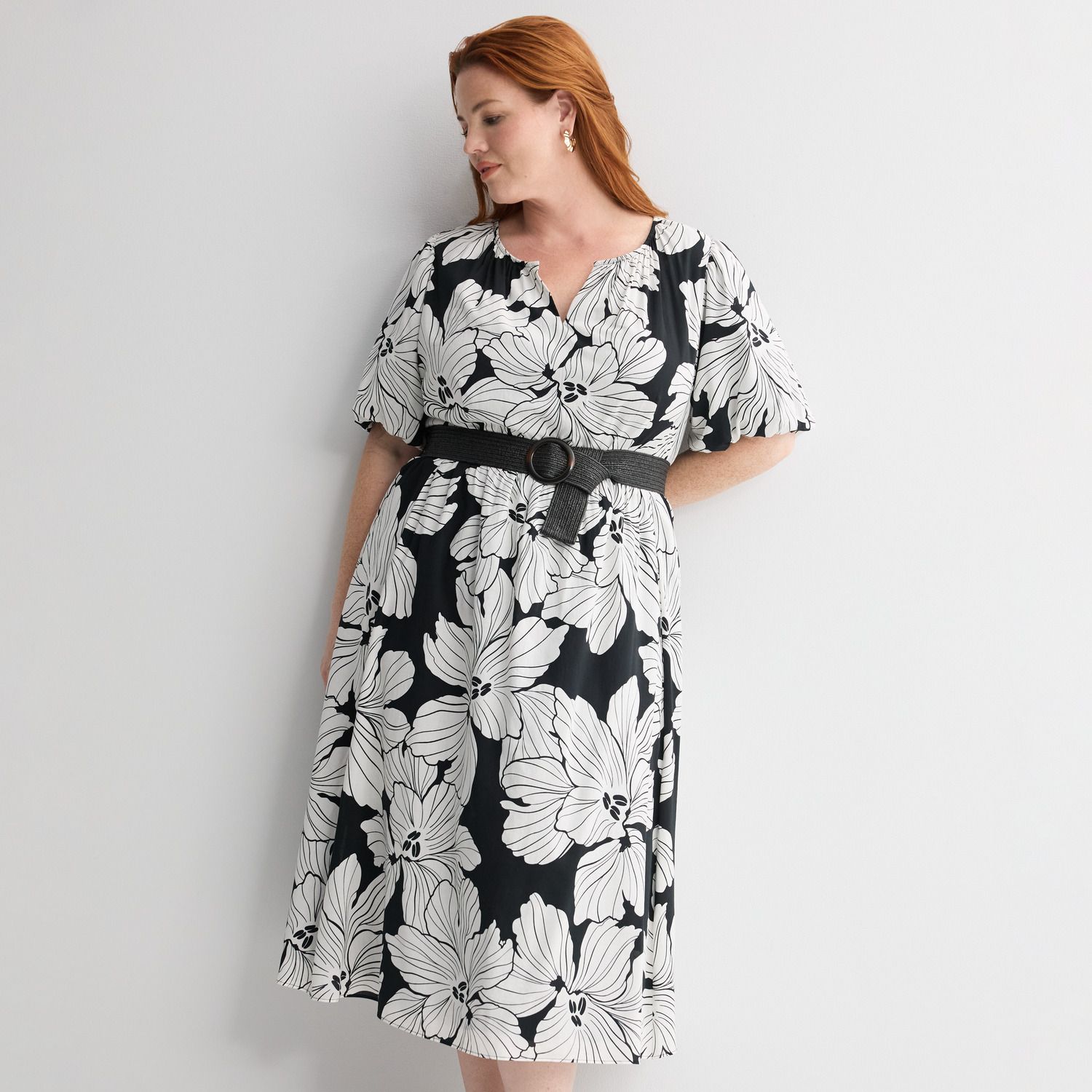 Женские платья Nine West Plus Size Nine West Y-Neck Belted Midaxi Dress