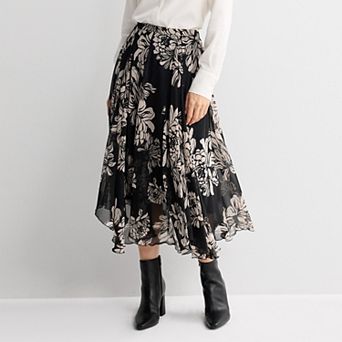 Petite Nine West Handkerchief Godet Skirt