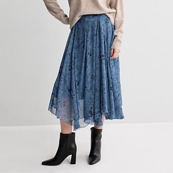 Petite Nine West Handkerchief Godet Skirt