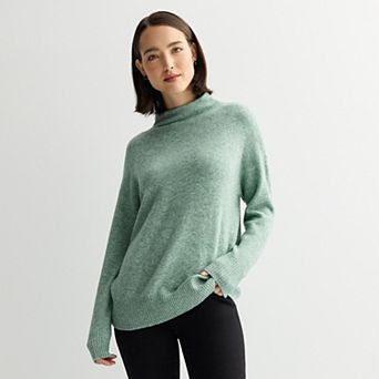 Petite Nine West Soft Funnel Neck Relaxed Sweater
