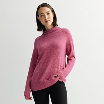 Petite Nine West Soft Funnel Neck Relaxed Sweater