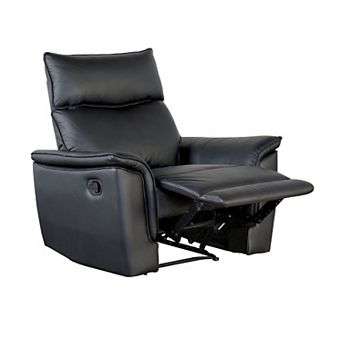 Lenne Manual Recliner Chair, Flared Padded Arms, Black Leather Match