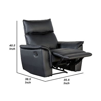 Lenne Manual Recliner Chair, Flared Padded Arms, Black Leather Match