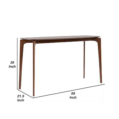 Ebik Counter Height Table, 59 Inch Walnut Brown Solid Wood Top and Legs
