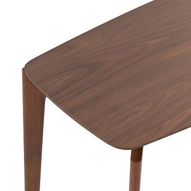 Ebik Counter Height Table, 59 Inch Walnut Brown Solid Wood Top and Legs