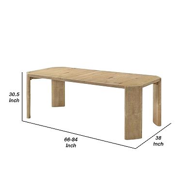 Edey Dining Table, 66-84 Inch Expandable Top in Oak Brown, Panel Legs