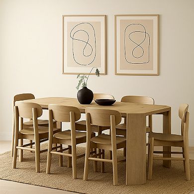 Edey Dining Table, 66-84 Inch Expandable Top in Oak Brown, Panel Legs
