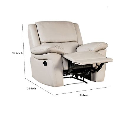 Larus Manual Recliner Chair, Pillow Top Arms, Leather Match
