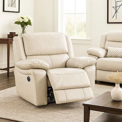 Larus Manual Recliner Chair, Pillow Top Arms, Leather Match