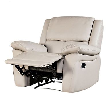 Larus Manual Recliner Chair, Pillow Top Arms, Leather Match