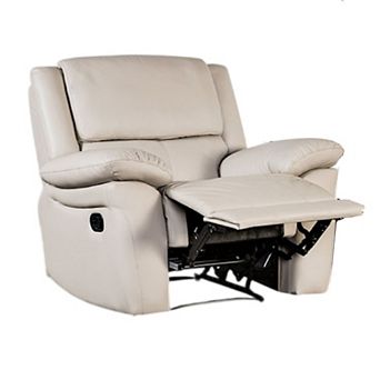 Larus Manual Recliner Chair, Pillow Top Arms, Leather Match
