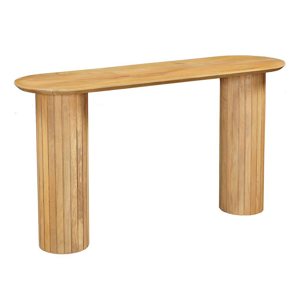 Cleo 54 Inch Sofa Console Table, Rounded Corners, Ribbed Pillar Legs ...