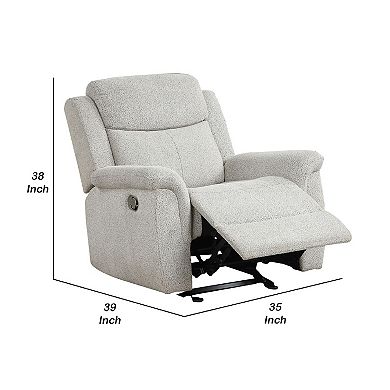 Becy Manual Glider Recliner Chair, Padded Track Arms, Light Gray