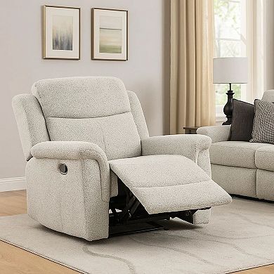 Becy Manual Glider Recliner Chair, Padded Track Arms, Light Gray