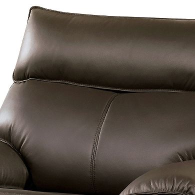 Ozy Manual Recliner Chair, Pillow Top Arms, Dark Brown Leather Match