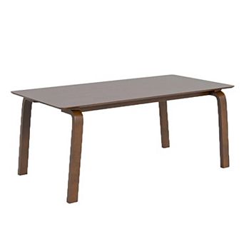 Iken Dining Table, 71 Inch Rectangular Top in Walnut Brown Solid Wood