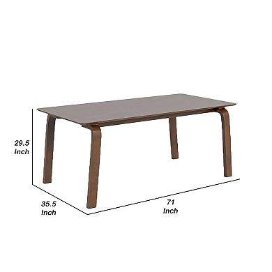 Iken Dining Table, 71 Inch Rectangular Top in Walnut Brown Solid Wood