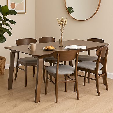Iken Dining Table, 71 Inch Rectangular Top in Walnut Brown Solid Wood