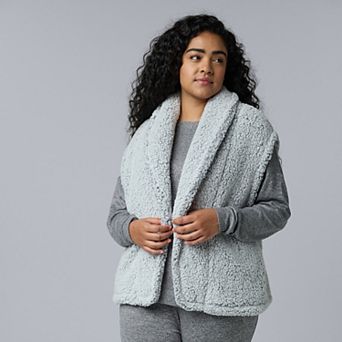 Plus Size Simply Vera Vera Wang Cozy Sherpa Pajama Vest