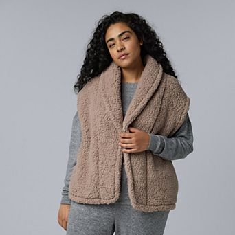 Plus Size Simply Vera Vera Wang Cozy Sherpa Pajama Vest