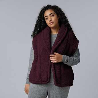 Plus Size Simply Vera Vera Wang Cozy Sherpa Pajama Vest