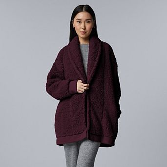 Women's Simply Vera Vera Wang Long Sleeve Cozy Sherpa Cardigan