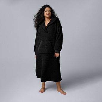 Plus Size Simply Vera Vera Wang Long Sleeve Cozy Sherpa Hooded Lounger