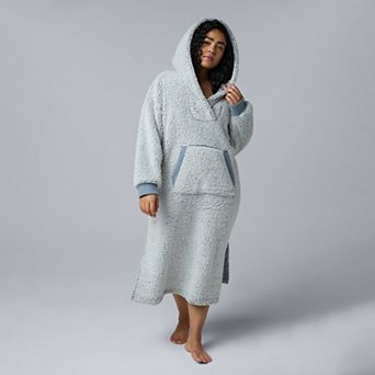 Plus Size Simply Vera Vera Wang Long Sleeve Cozy Sherpa Hooded Lounger