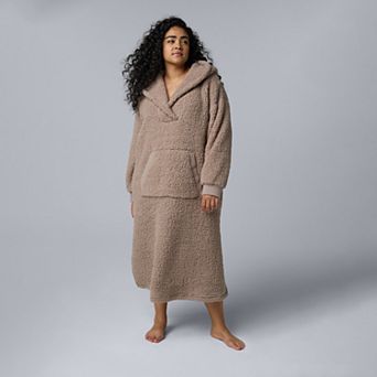 Plus Size Simply Vera Vera Wang Long Sleeve Cozy Sherpa Hooded Lounger
