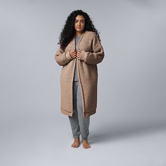 Plus Size Simply Vera Vera Wang Cozy Sherpa Long Cardigan
