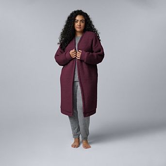 Plus Size Simply Vera Vera Wang Cozy Sherpa Long Cardigan