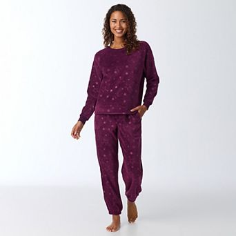 Women's Cuddl Duds® 2 pc Raglan Pajama Top & Pajama Joggers Set