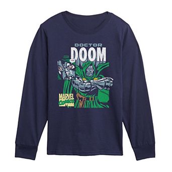 Boys 8-20 Marvel Doctor Doom Comic Panel Distressed Long Sleeve Graphic Tee