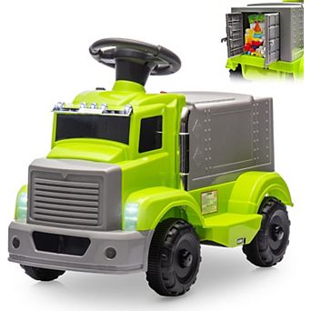 6V Kids Ride-On Truck, Battery Powered Electric Car w/Music, LED Lights, Storage Compartment