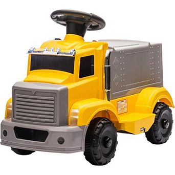 6V Kids Ride-On Truck, Battery Powered Electric Car w/Music, LED Lights, Storage Compartment