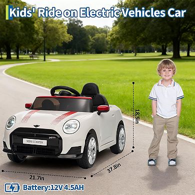 12V Licensed BMW MINI Ride On Car for Kids with 4.0 G Remote Control, LED Lights & Music, 3 Speeds