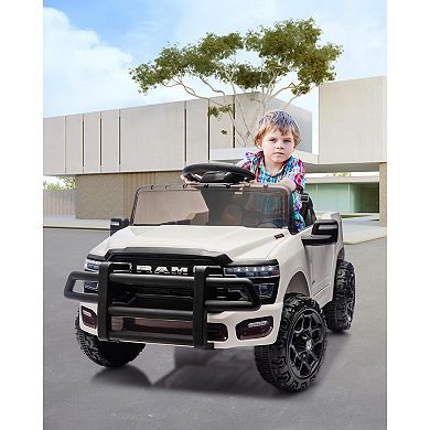 12V Licensed RAM Pickup Ride-On Truck, Remote Control, 3 Speeds, LED Lights, Music, All-Terrain