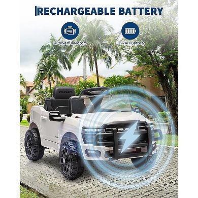 12V Licensed RAM Pickup Ride-On Truck, Remote Control, 3 Speeds, LED Lights, Music, All-Terrain