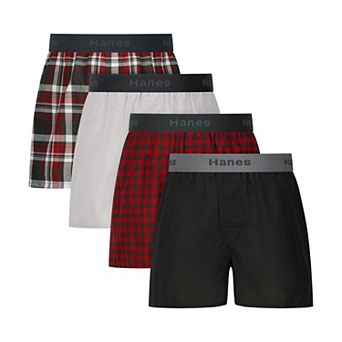 Boys 6-18 Hanes® 4-Pack Ultimate® Cotton-Blend Woven Boxer Underwear