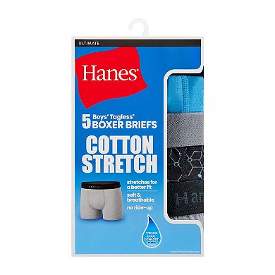 Boys 6-18 Hanes® 5-Pack Ultimate® Cotton-Stretch Boxer Briefs