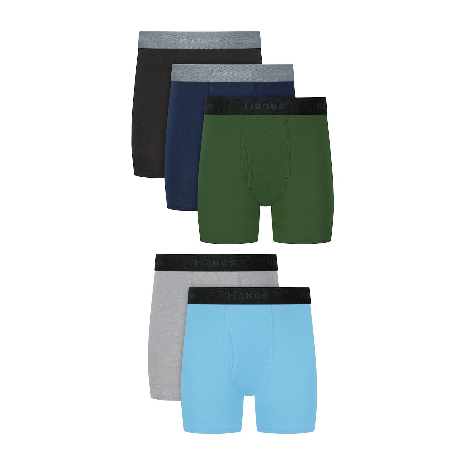 Трусы-боксеры Ultimate® для детей, хлопок, 5 шт. — Boys 6-18 Hanes, цвет: Чёрный синий — фото 1