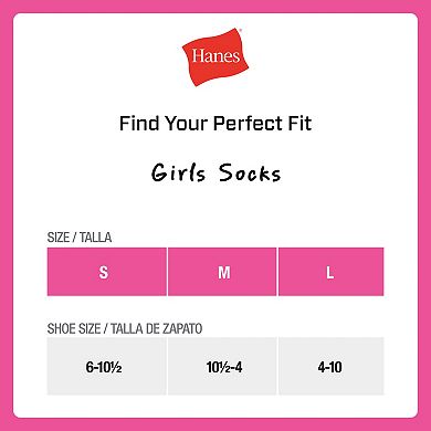 Girls 4-16 Hanes® Ultimate 6-Pair Pure Comfort Ankle Socks
