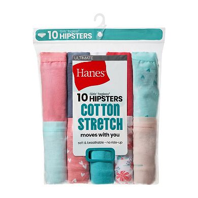 Girls 6-14 Hanes® 10-Pack Ultimate® Cotton Stretch Hipster Underwear