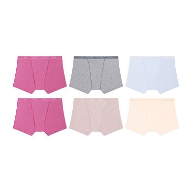 Girls 6-16 Hanes® 6-Pack Supersoft Rib Boxer Brief Panties