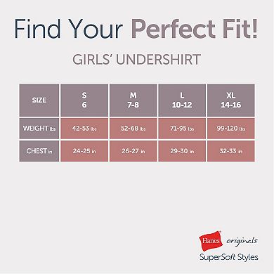 Girls 6-16 Hanes® 6-Pack Supersoft Rib Boxer Brief Panties