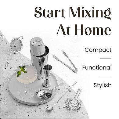 Mixology & Craft Travel Bartender Kit Bag - 17 Piece Bar Tool Set with Stylish Portable Bar Bag