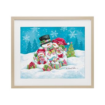 Stupell Home Decor Festive Snowman Family Scene Wall Art