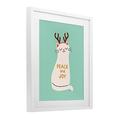 Stupell Home Decor Peace & Joy Cat Antlers Wall Art